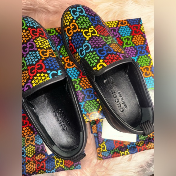 Gucci Psychedelic GG Star Rainbow Leather Slip-On Sneaker - Picture 10 of 12